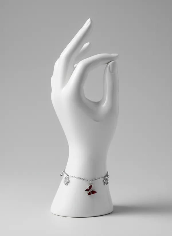 Red_Butterfly_Charm_Silver_Tone_Adjustable_Bracelet_For_Women_925_Sterling_Silver
